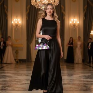 Gorgeous evening clutch bag! Color block sequin and silver chain! New